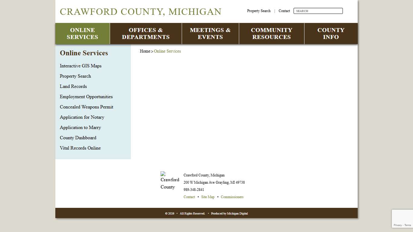 Crawford County Michigan Online Services