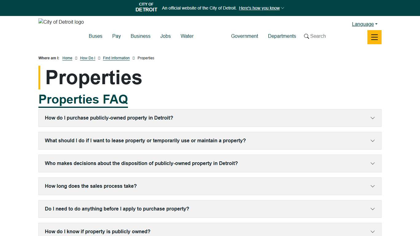 Properties City of Detroit